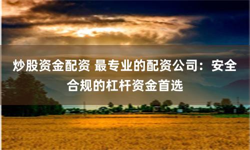 炒股资金配资 最专业的配资公司:安全合规的杠杆资金首选